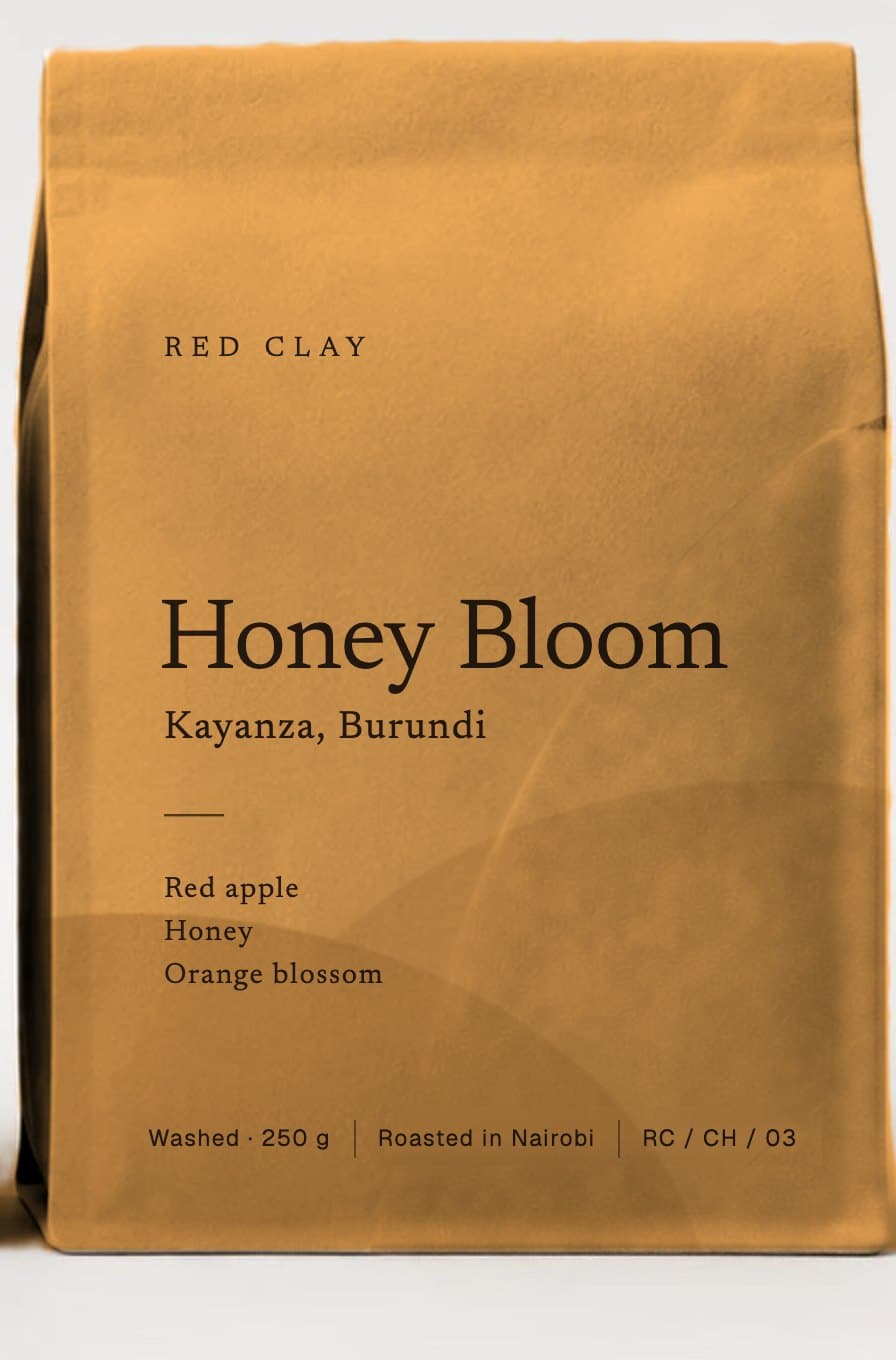 Honey Bloom coffee bag, front.