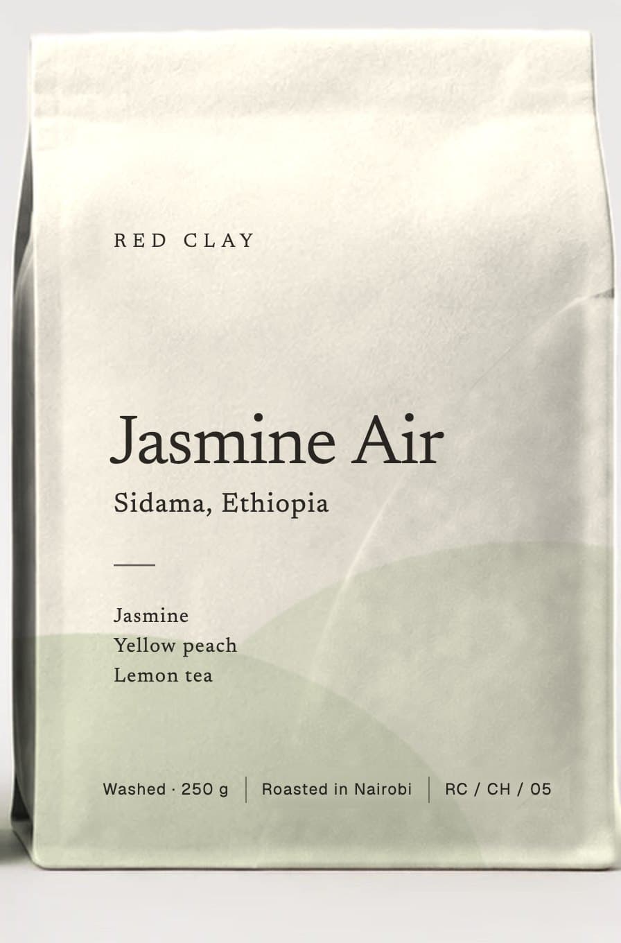 Jasmine Air coffee bag, front.