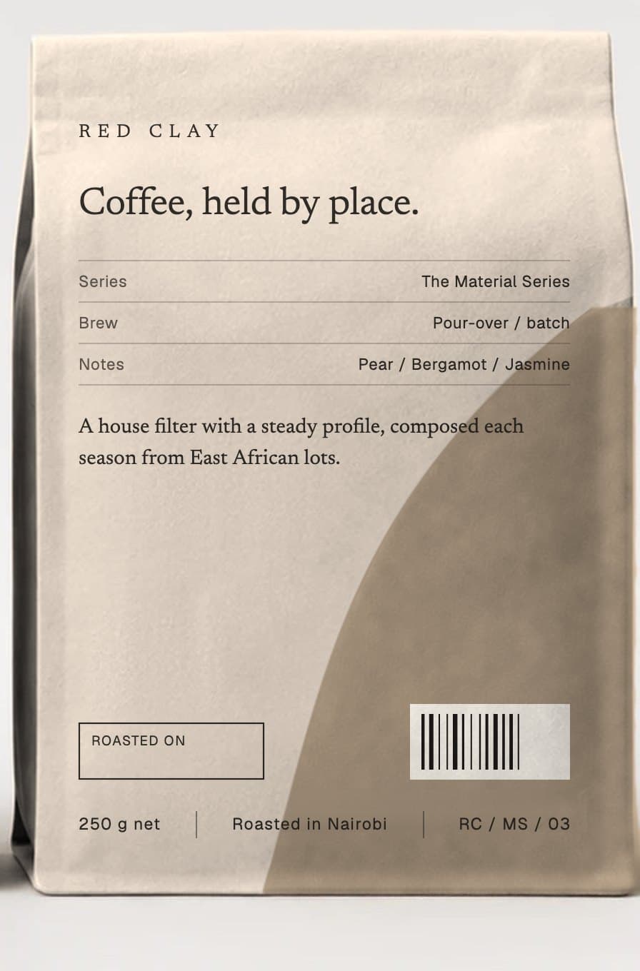 Linen coffee bag, back.